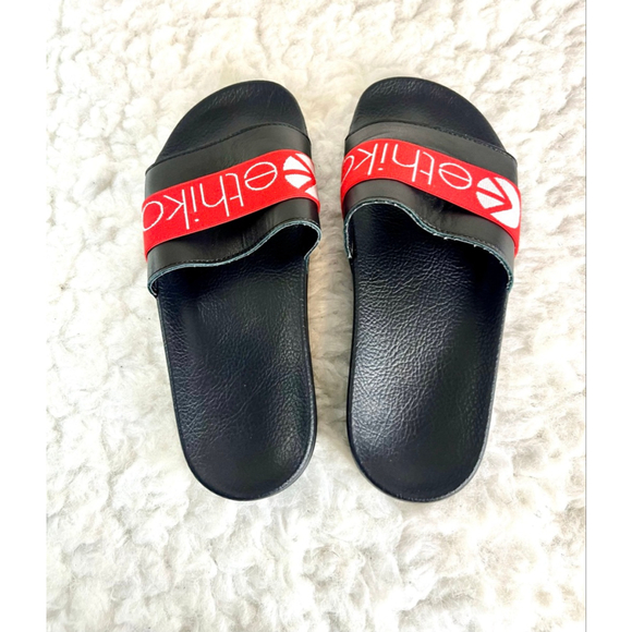 Ethika Premium Slides Black Leather Women Size 39/7.5-8 - Picture 2 of 7